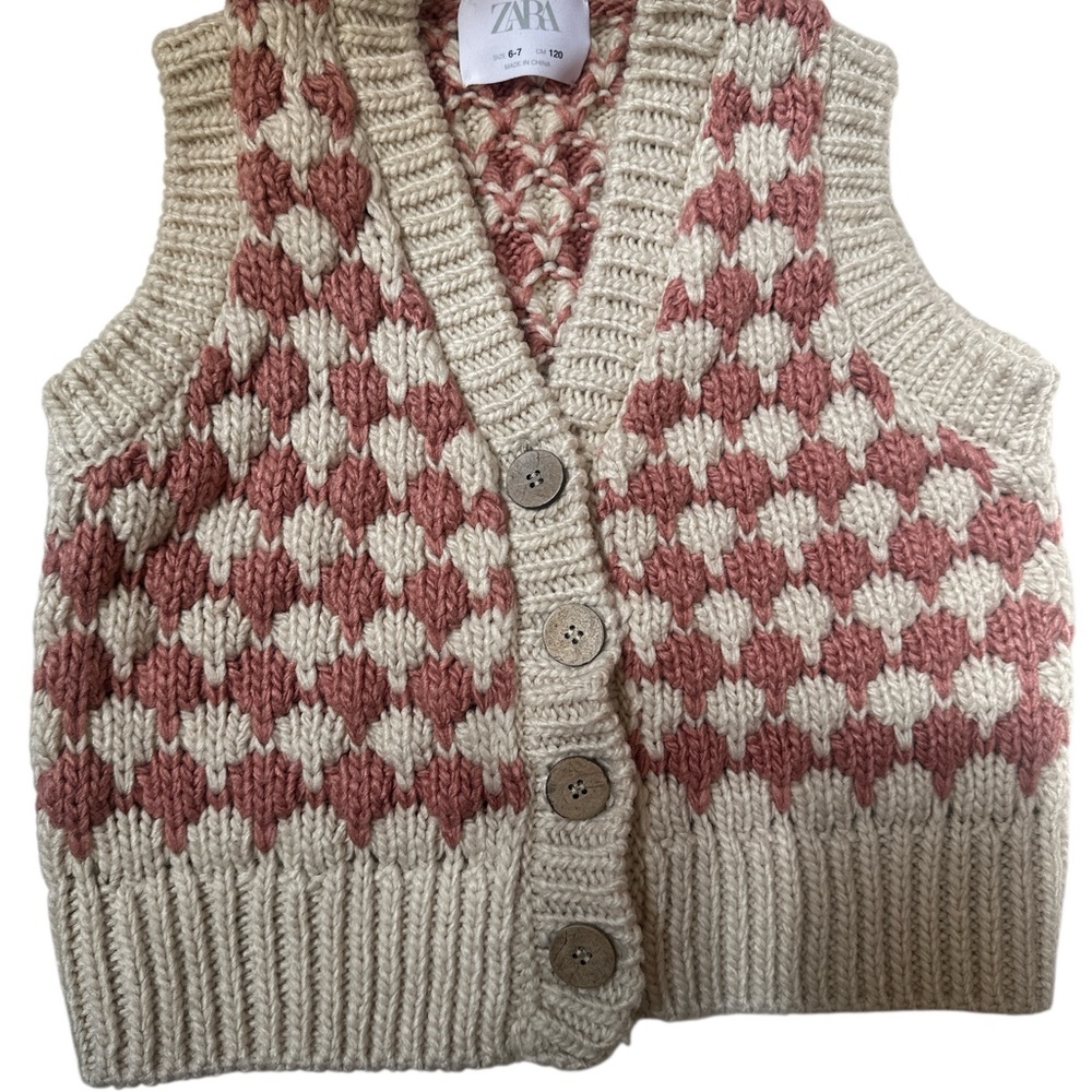 Zara Crochet Vest in Cream and Brown